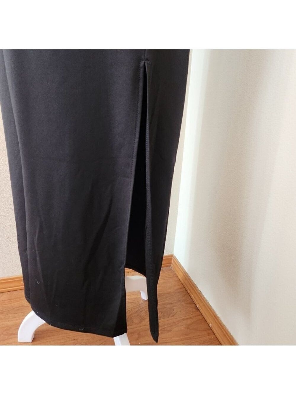 CLASSIC AUDREY HEPBURN BLACK BODYCON DEREK HEART LONG DRESS - EUC - Picture 5 of 7